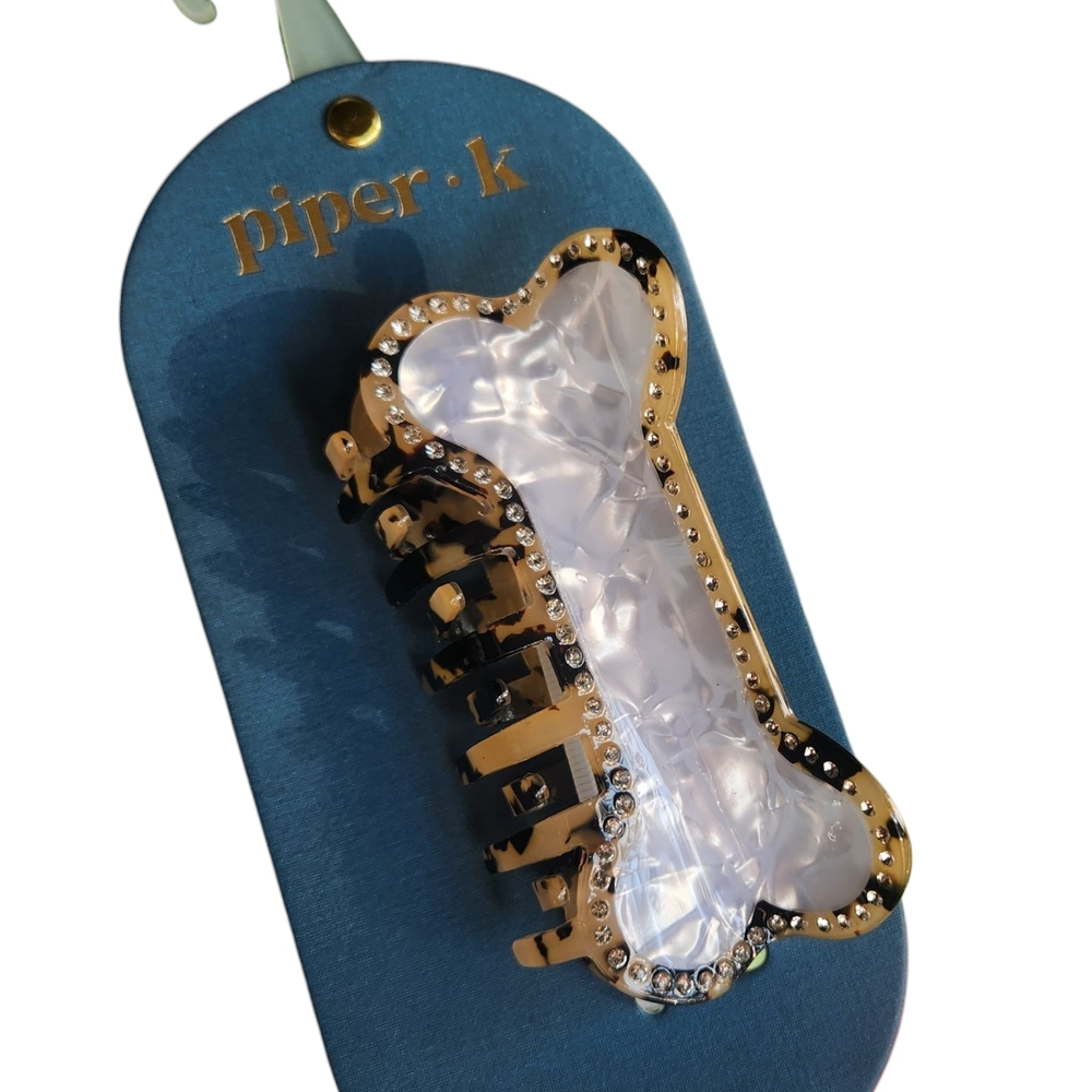 Piper K Rhinestone Dog Bone Large Hair Clip